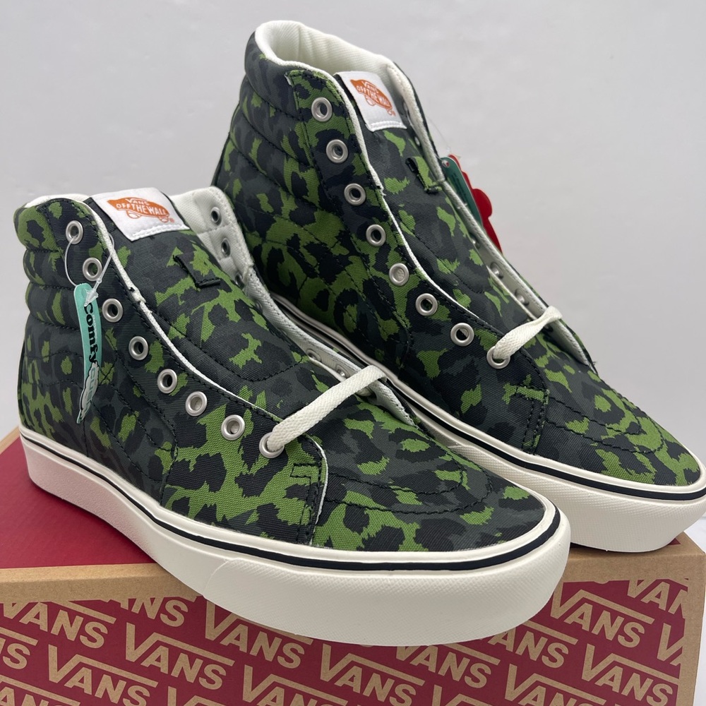 Vans WMNS COMFYCUSH Sk8-Hi Leopard Cactus/Skarab Sneakers Camo High-Tops - Picture 5 of 16